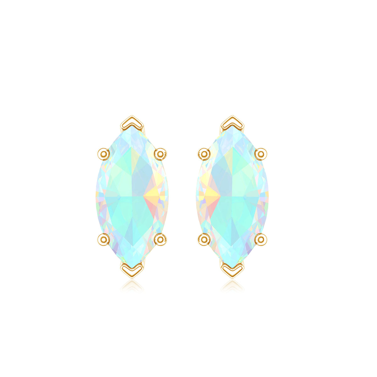 Certified Real Marquise Ethiopian Opal Earrings with Screw Back AAA - Rosec Jewels