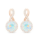 1 Carat Ethiopian Opal and Diamond Infinity Stud Earrings AAA - Rosec Jewels
