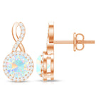 1 Carat Ethiopian Opal and Diamond Infinity Stud Earrings AAA - Rosec Jewels