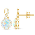 1 Carat Ethiopian Opal and Diamond Infinity Stud Earrings AAA - Rosec Jewels