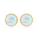 Real Ethiopian Opal Crown Stud Earrings with Certificate AAA - Rosec Jewels