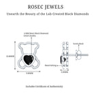 Heart Shape Lab Created Black Diamond Teddy Bear Stud Earrings AAAA ( Synthetic ) - Rosec Jewels