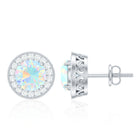 1.6 Carat Round Ethiopian Opal and Diamond Halo Stud Earrings AAA - Rosec Jewels