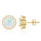 1.6 Carat Round Ethiopian Opal and Diamond Halo Stud Earrings AAA - Rosec Jewels