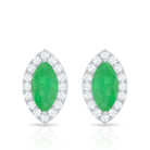 1.6 Carat Marquise Cut Emerald and Diamond Stud Earrings AAA - Rosec Jewels