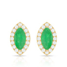 1.6 Carat Marquise Cut Emerald and Diamond Stud Earrings AAA - Rosec Jewels