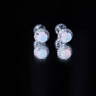 Natural Ethiopian Opal and Moissanite Halo Stud Earrings AAA - Rosec Jewels