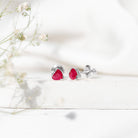 1.3 CT Heart Shape Ruby Solitaire Stud Earrings AAA - Rosec Jewels