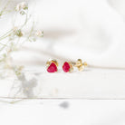 1.3 CT Heart Shape Ruby Solitaire Stud Earrings AAA - Rosec Jewels
