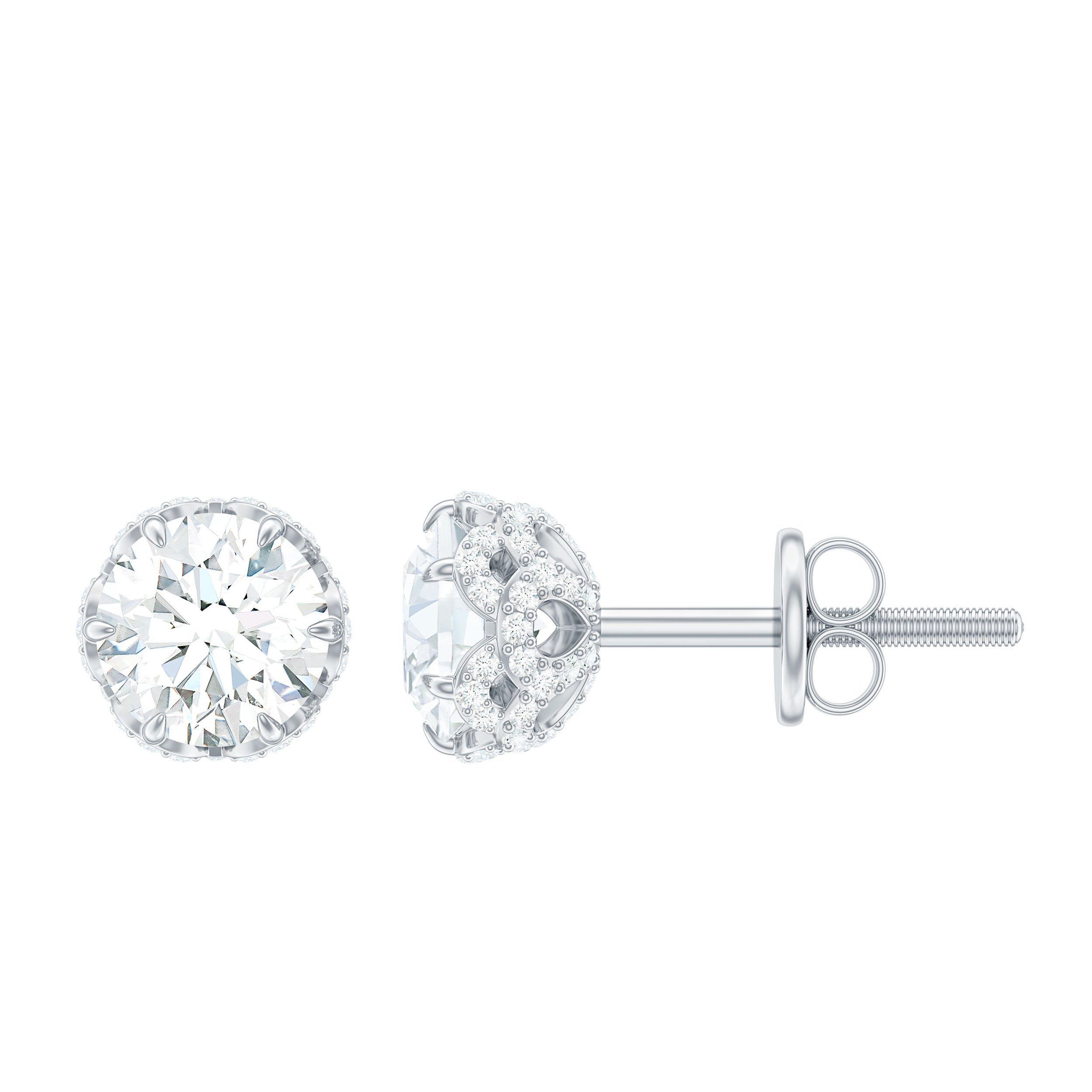 1.25 CT Moissanite Solitaire Flower Stud Earring