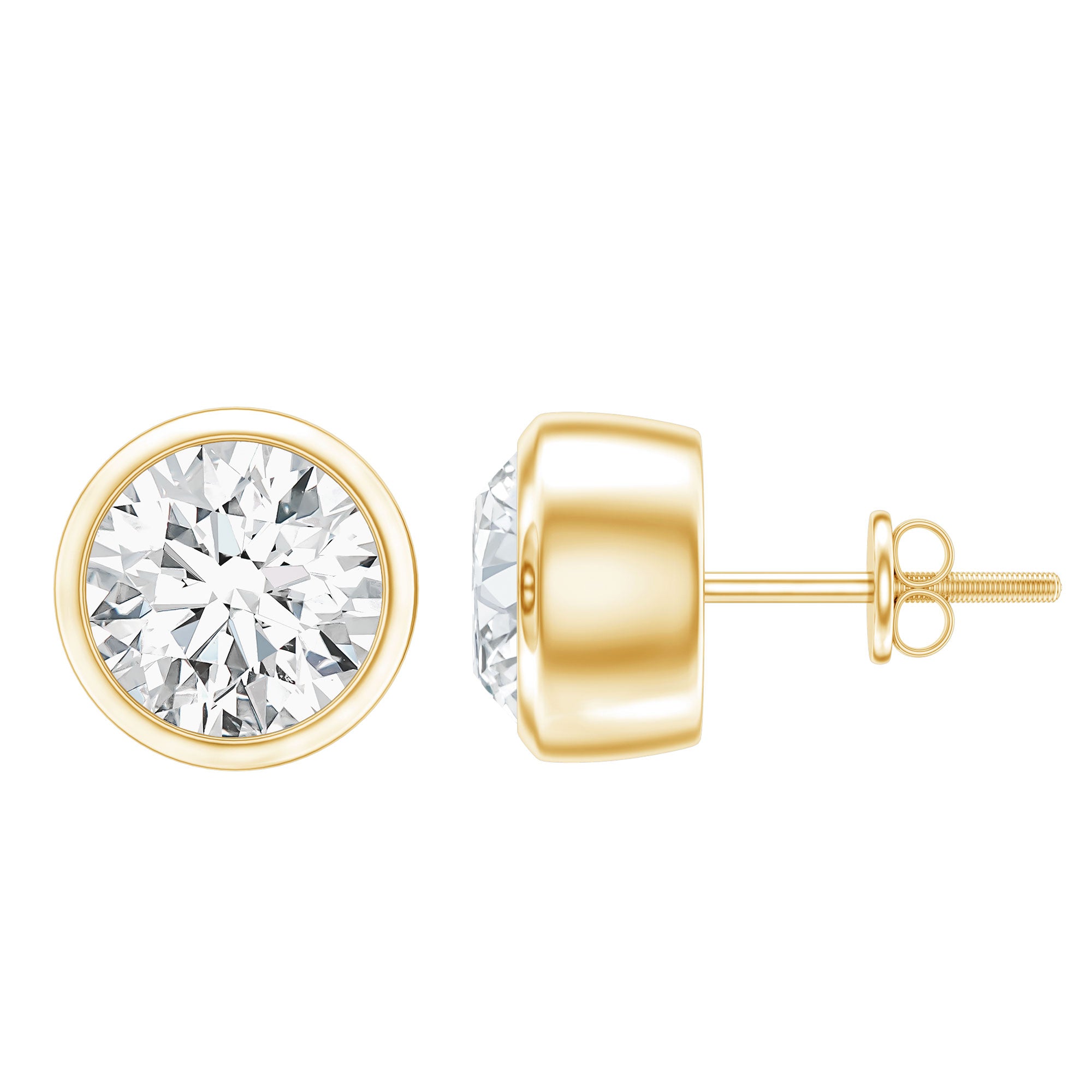 Certified Moissanite Solitaire Stud Earrings in Bezel Setting D-VS1 - Rosec Jewels