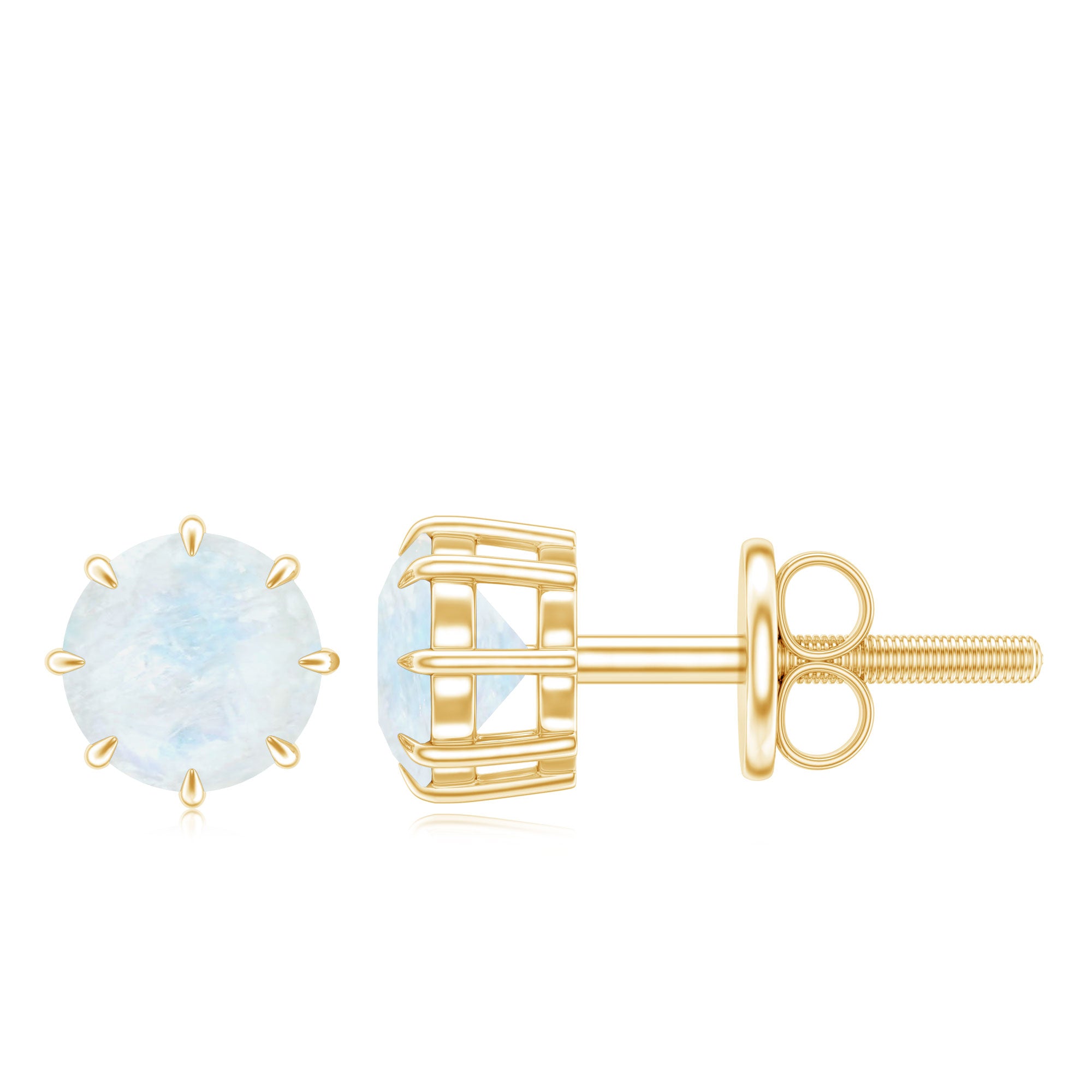 Real 0.7 Carat Moonstone Stud Earrings with Screw Back AAA - Rosec Jewels