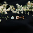 1 Carat Natural Ethiopian Opal Solitaire Stud Earrings AAA - Rosec Jewels