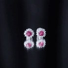 Genuine Pink Tourmaline and Diamond Halo Stud Earrings AAA - Rosec Jewels