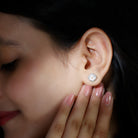1.75 CT Rose Quartz and Diamond Classic Halo Stud Earrings Rose Quartz - ( AAA ) - Quality - Rosec Jewels