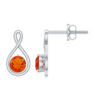 Round Cut Solitaire Fire Opal Infinity Stud Earrings AAA - Rosec Jewels