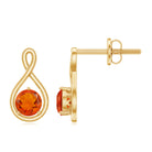Round Cut Solitaire Fire Opal Infinity Stud Earrings AAA - Rosec Jewels