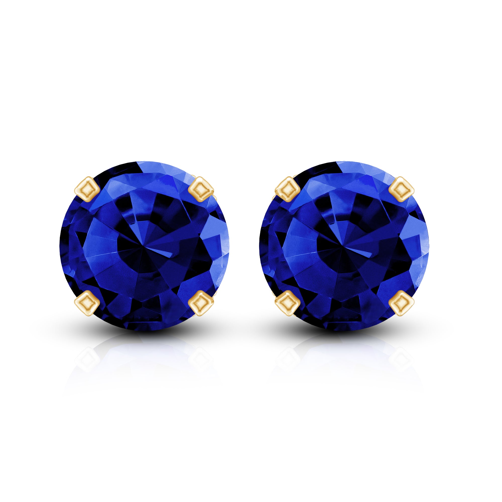 Lab Grown Blue Sapphire Vintage Stud Earrings with Certificate AAAA - Rosec Jewels
