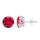8MM Lab Created Ruby Solitaire Stud Earrings for Women AAAA - Rosec Jewels