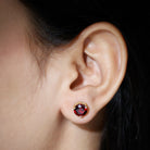 8MM Lab Created Ruby Solitaire Stud Earrings for Women AAAA - Rosec Jewels