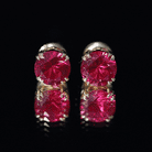 Lab Created Ruby Stud Earring in Double Claw Prong Setting AAAA - Rosec Jewels