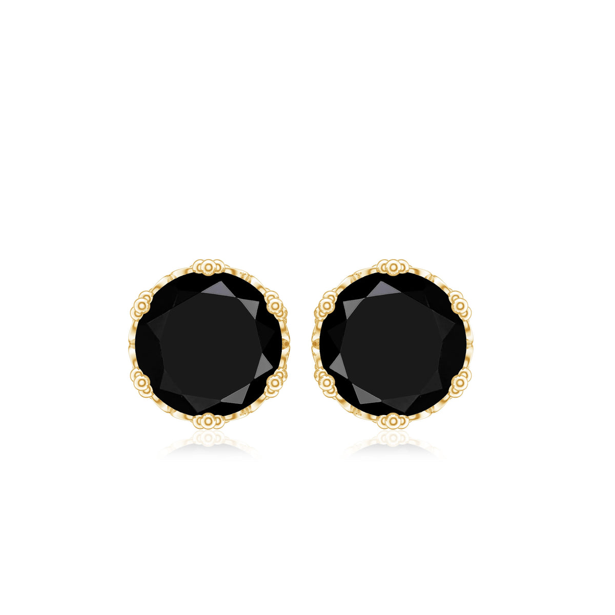 3 Carat Genuine Black Spinel Crown Stud Earrings AAA - Rosec Jewels