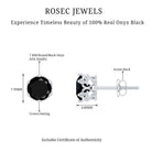 Genuine Black Onyx Crown Stud Earrings with Screw Back AAA - Rosec Jewels