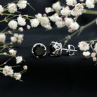 Genuine Black Onyx Crown Stud Earrings with Screw Back AAA - Rosec Jewels
