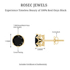 Genuine Black Onyx Crown Stud Earrings with Screw Back AAA - Rosec Jewels