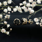 Genuine Black Onyx Crown Stud Earrings with Screw Back AAA - Rosec Jewels