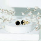 Vintage Lab Created Black Diamond Stud Earrings For Women AAAA ( Synthetic ) - Rosec Jewels