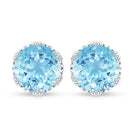 1.5 Carat Genuine Aquamarine Crown Stud Earrings AAA - Rosec Jewels