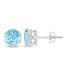 1.5 Carat Genuine Aquamarine Crown Stud Earrings AAA - Rosec Jewels