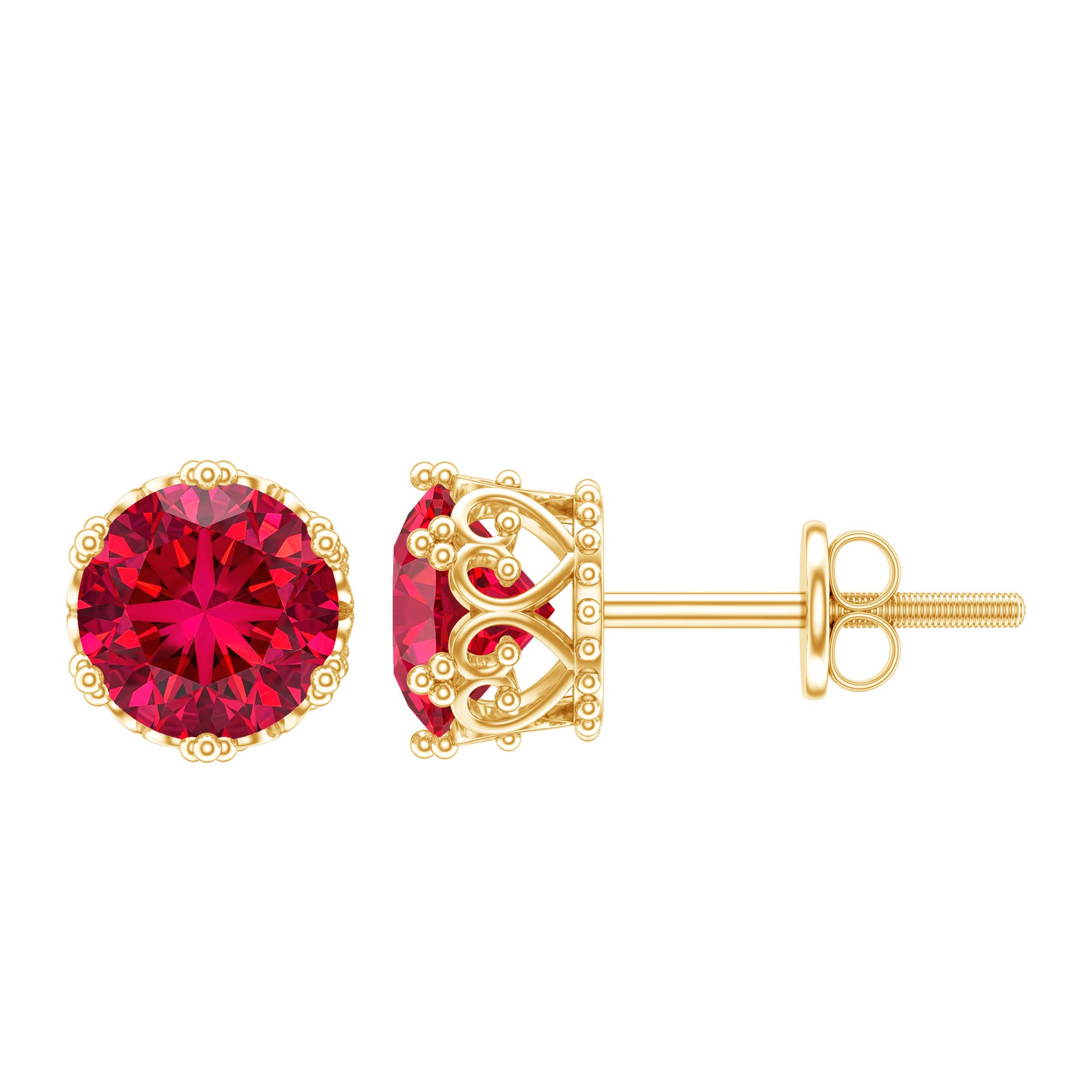 2.7 Carat Lab Created Ruby Solitaire Stud Earrings AAAA - Rosec Jewels