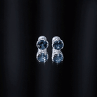 2.7 Carat Round Cut London Blue Topaz Crown Stud Earrings AAA - Rosec Jewels