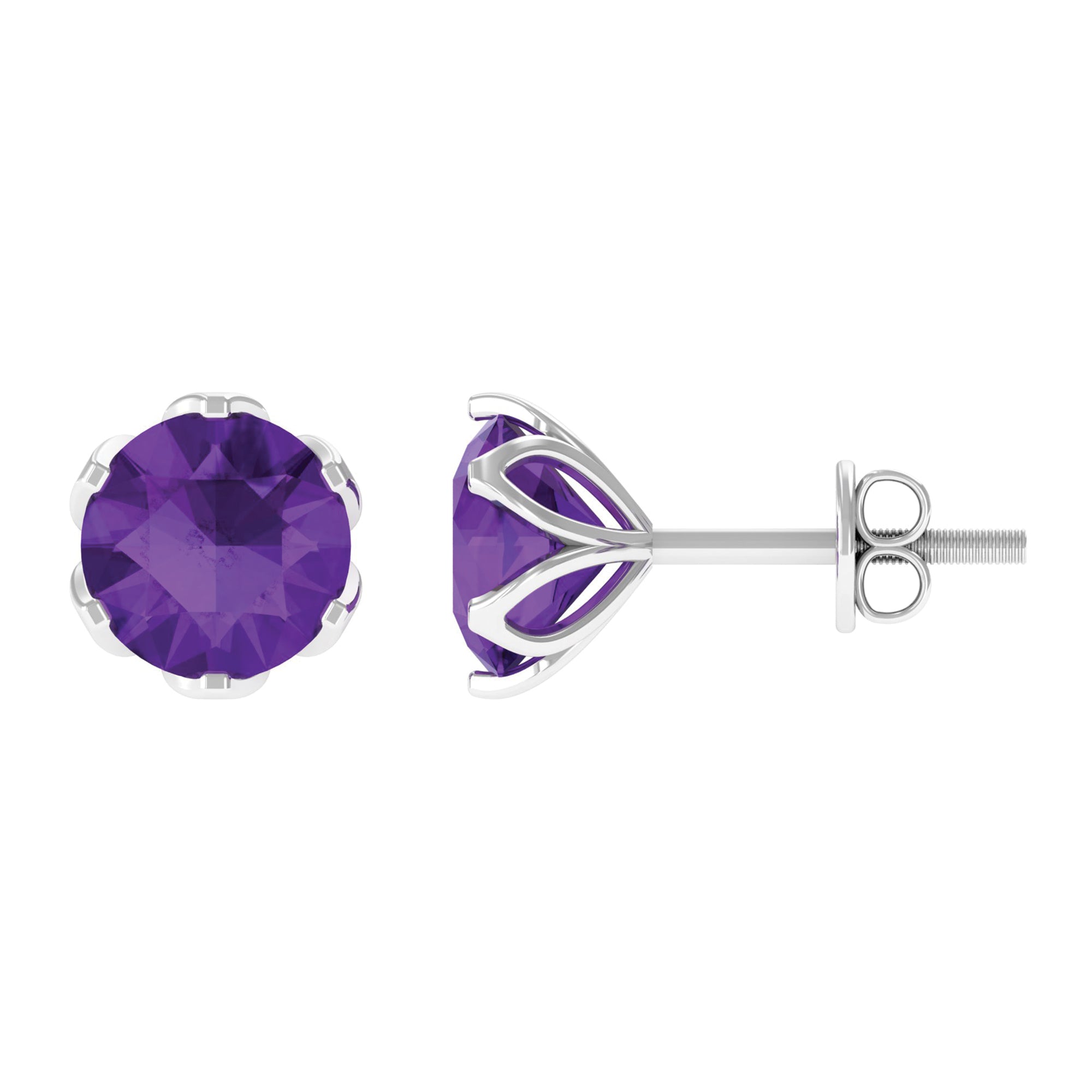 1.50 CT Martini Set Amethyst Solitaire Stud Earrings For Women