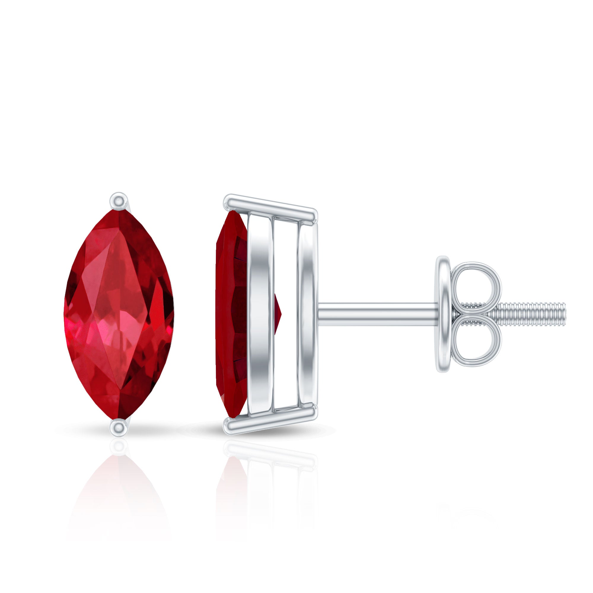 1.5 Carat Marquise Cut Lab Grown Ruby Stud Earrings AAAA - Rosec Jewels