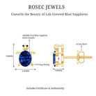 1.2 Carat Lab Created Blue Sapphire Turtle Stud Earrings AAAA - Rosec Jewels