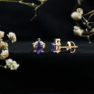 1.2 Carat Lab Created Blue Sapphire Turtle Stud Earrings AAAA - Rosec Jewels