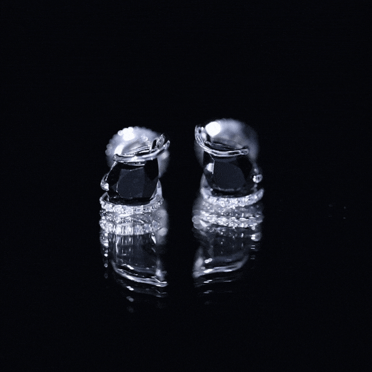 1.2 Carat Natural Black Spinel Teardrop Stud Earrings with Diamond AAA - Rosec Jewels