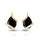 1.2 Carat Natural Black Spinel Teardrop Stud Earrings with Diamond AAA - Rosec Jewels