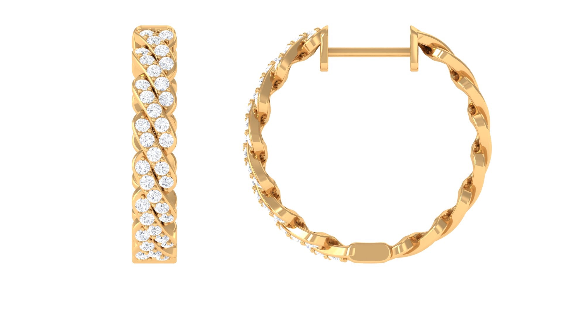 Rosec Jewels-1/2 CT Round Diamond Classic Hoop Earrings in Gold