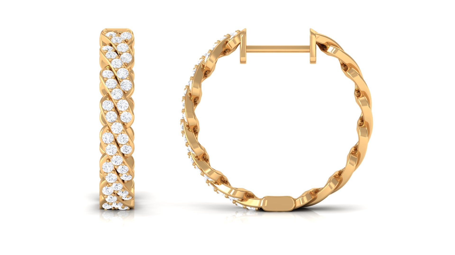 Rosec Jewels-1/2 CT Round Diamond Classic Hoop Earrings in Gold