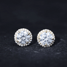 Round Halo Lab Grown Diamond Earring For Women Lab - ( EF-VS ) - Rosec Jewels