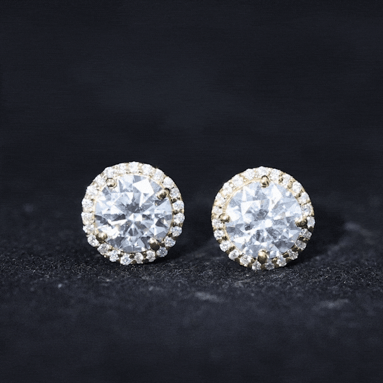 Round Halo Lab Grown Diamond Earring For Women Lab - ( EF-VS ) - Rosec Jewels