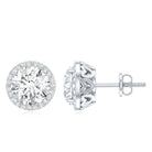 Round Halo Lab Grown Diamond Earring For Women Lab - ( EF-VS ) - Rosec Jewels