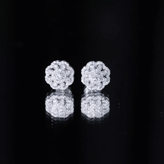 Certified Lab Grown Diamond Flower Bridal Stud Earrings Lab - ( EF-VS ) - Rosec Jewels