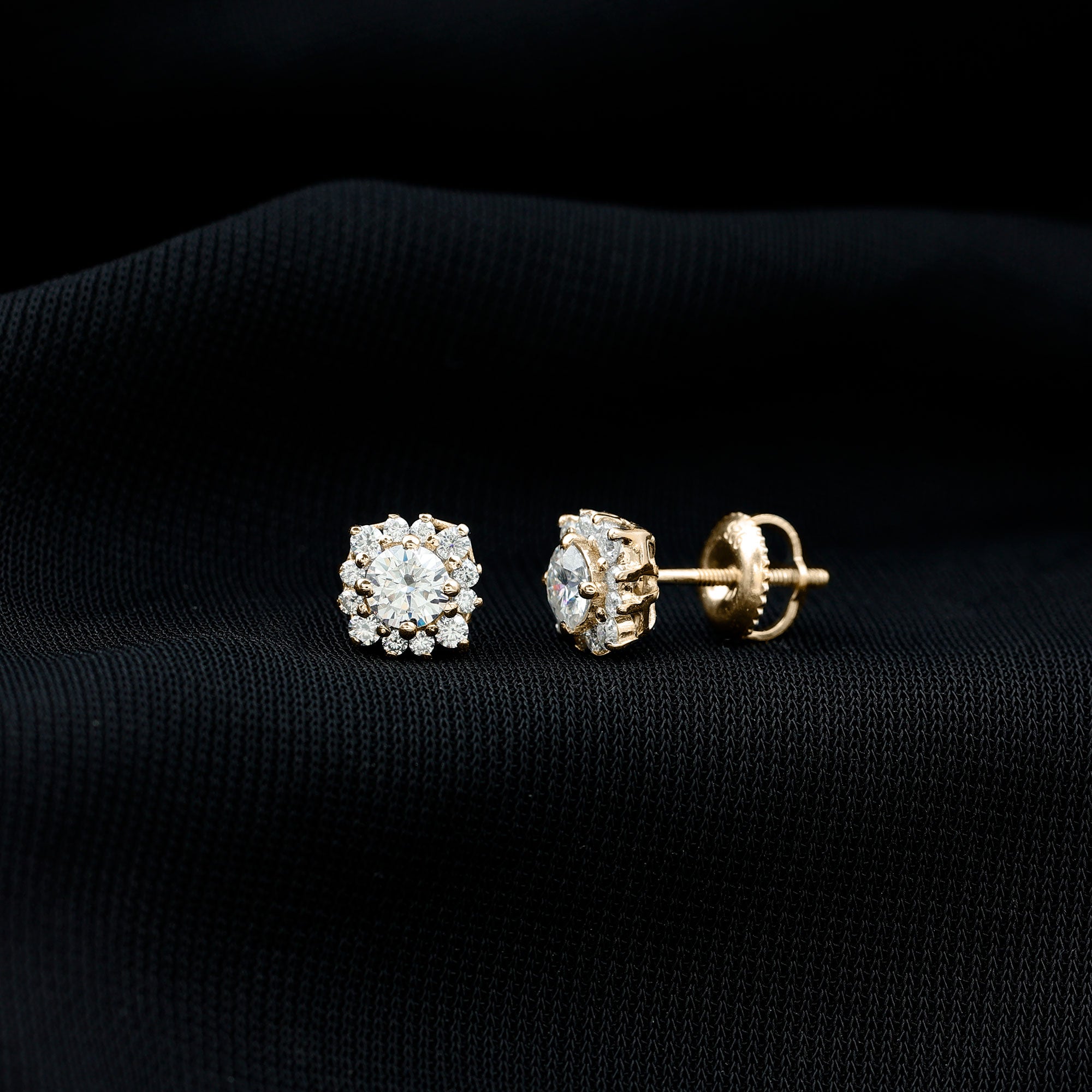 Rosec Jewels-Certified Brilliant Cut Diamond Halo Stud Earrings
