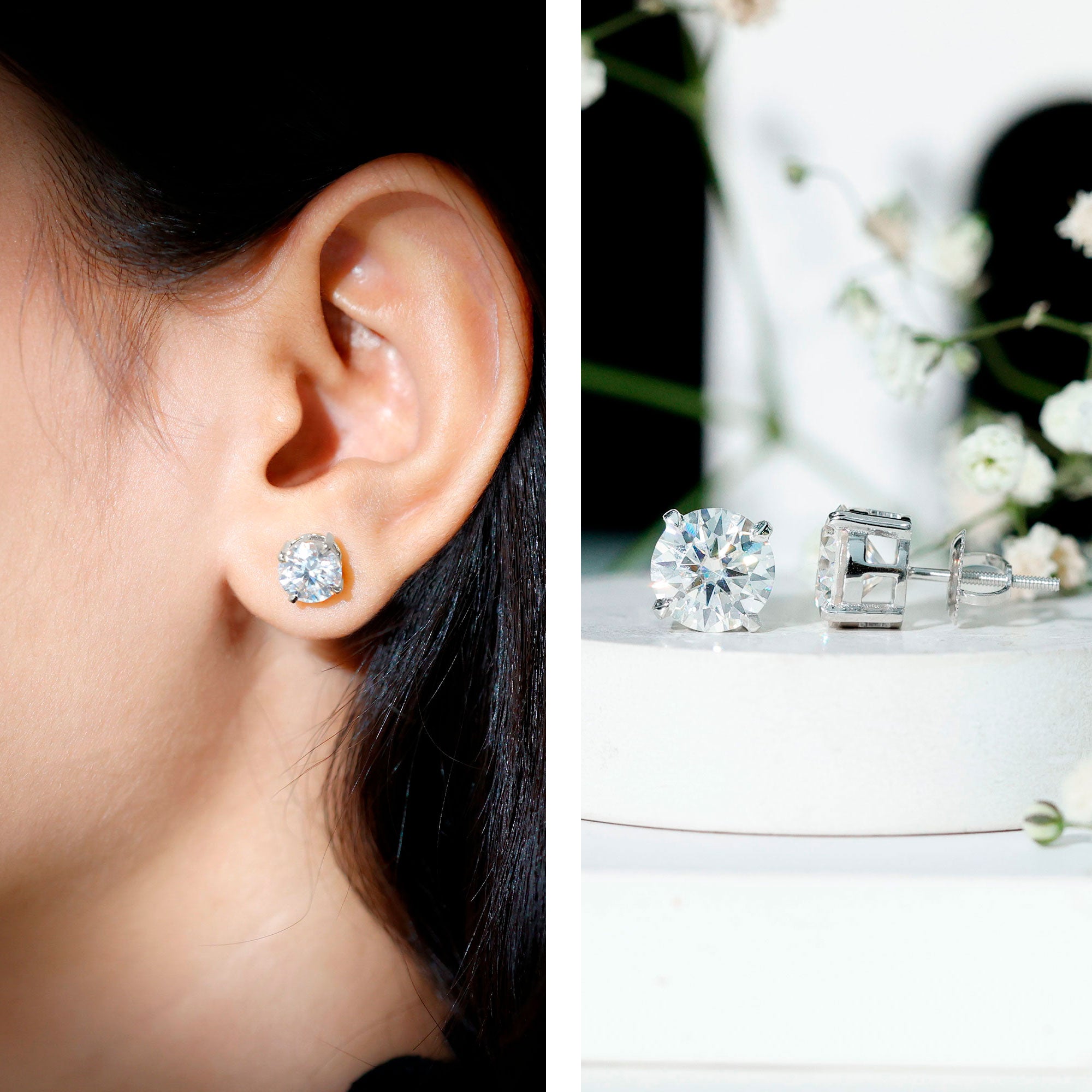 Rosec Jewels-Prong Set Lab Created Diamond Solitaire Stud Earrings