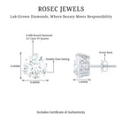 Rosec Jewels-Certified 8mm Round Diamond Studs with Screw Back